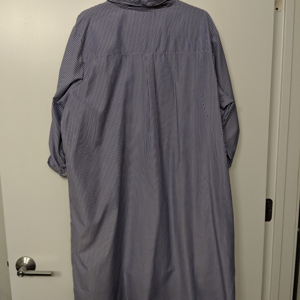 Striped shirt dress with rose embellishments